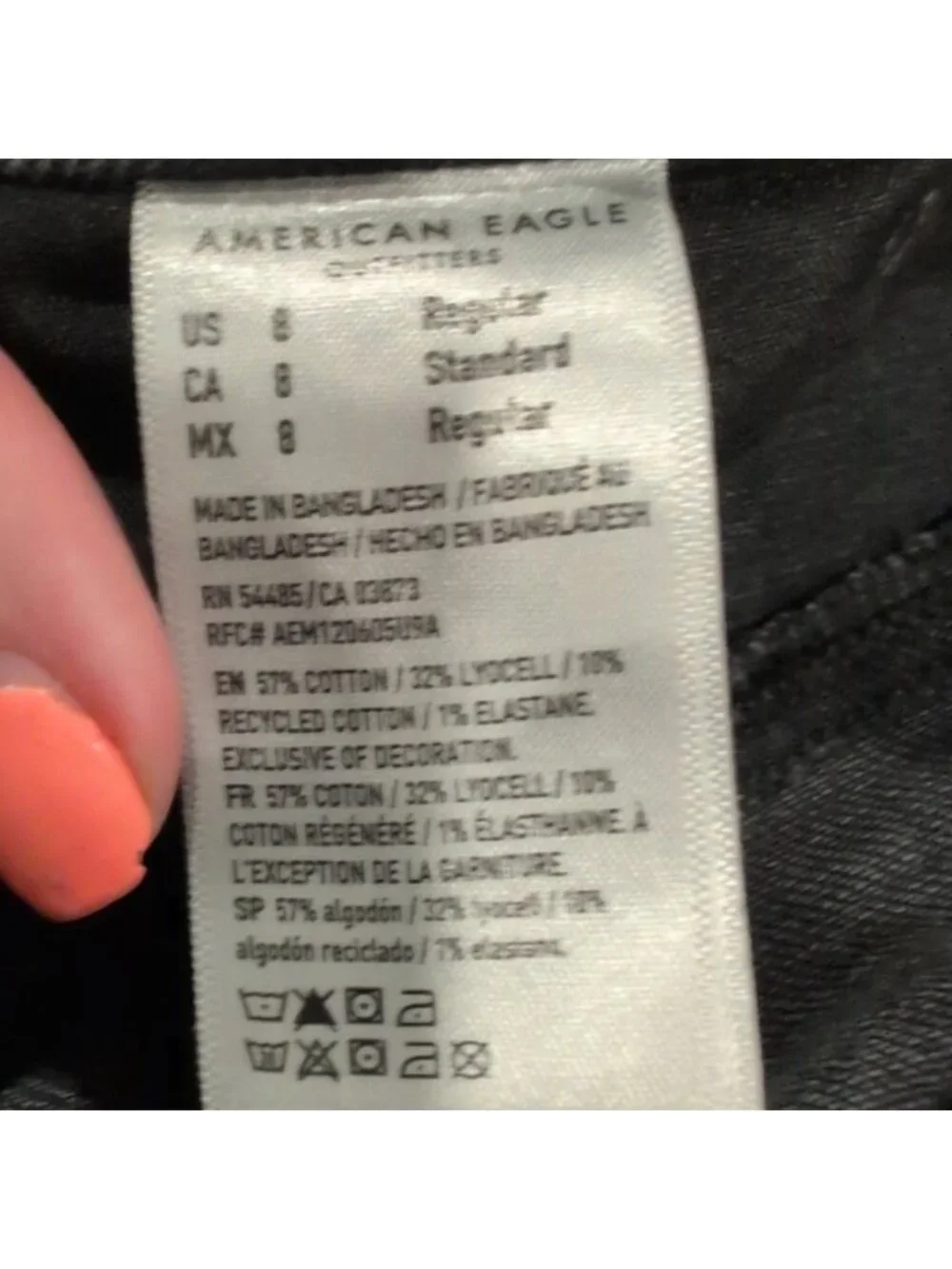 American Eagle Outfitters Black Stretch Jeans With Distressing On The Pockets